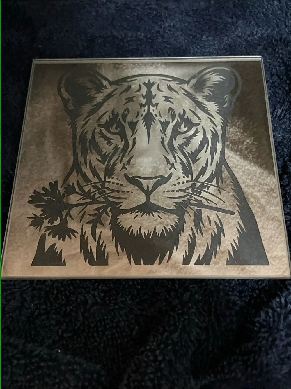 Lioness Flame In Eyes Etched Glass Mirror Candle Coaster Women Motivation